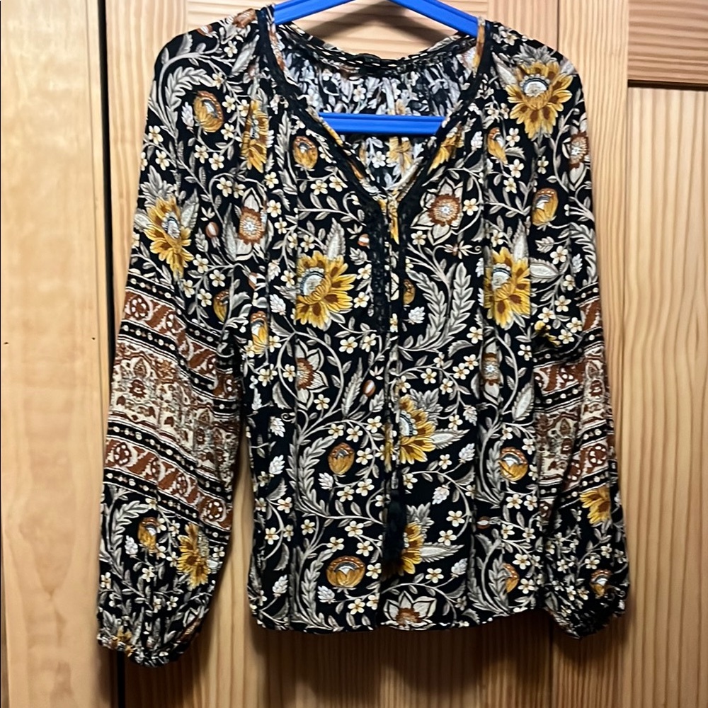 Rachel Zoe Blue Buttoned Mandarin Collar Blouse